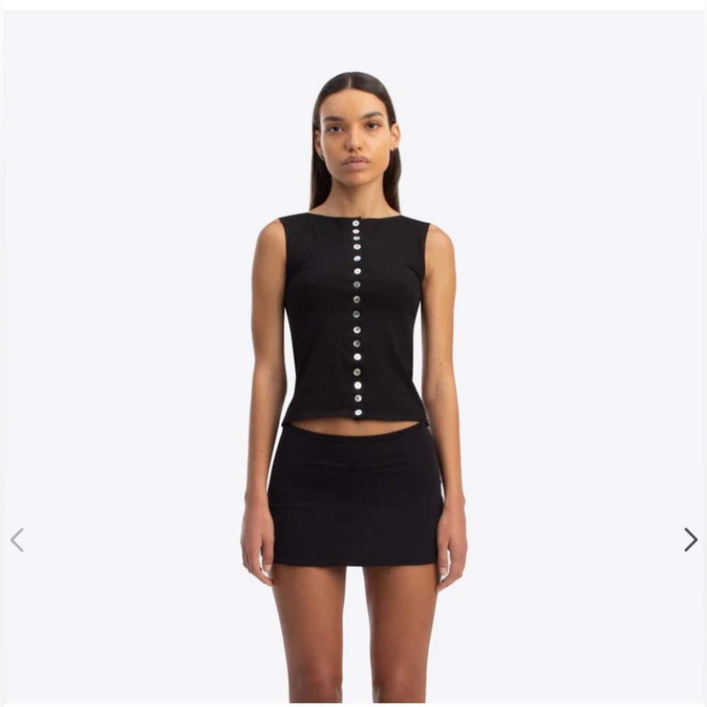 Black Button-Front Tank Top